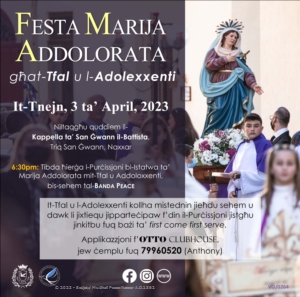 Festa Marija Addolorata - 3 ta' April 