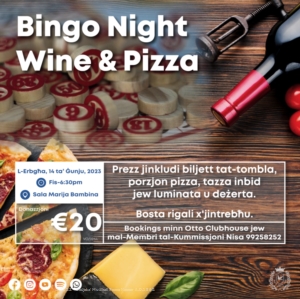 Bingo Night Wine & Pizza - 14 ta' Ġunju