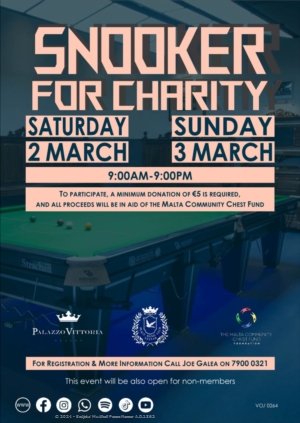 Snooker for Charity - 2 ta' Marzu
