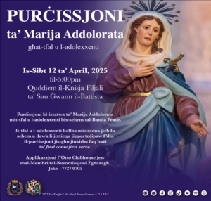 Purċissjoni ta' Marija Addolorata għat-Tfal u l-adolexxenti - 12 ta' April