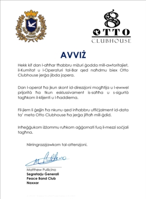 Avviż: OTTO Clubhouse ser jerġa jibda jopera fil-jiem li ġejjin.